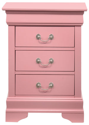English Elm Charming transitional two-drawer nightstand with vibrant finish, compact 25"H x 22"W x 17"D storage solution Pink 33 L x 24 W x 19 H B078108172