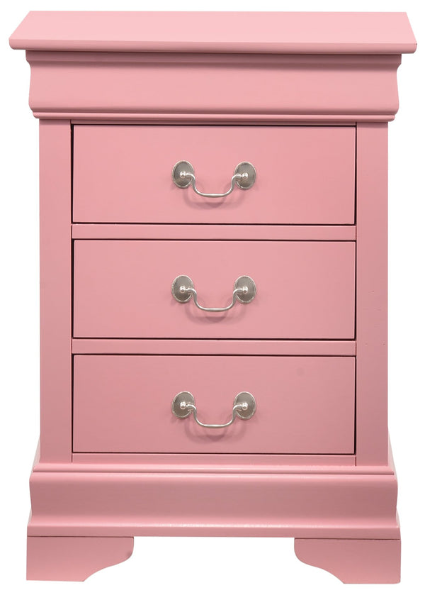English Elm Charming transitional two-drawer nightstand with vibrant finish, compact 25"H x 22"W x 17"D storage solution Pink 33 L x 24 W x 19 H B078108172