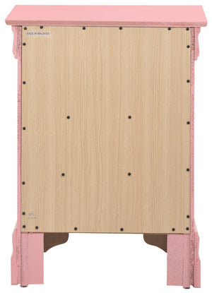 English Elm Charming transitional two-drawer nightstand with vibrant finish, compact 25"H x 22"W x 17"D storage solution Pink 33 L x 24 W x 19 H B078108172