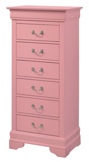 English Elm Louis Elegant 4-Drawer Chest with Carved Bases & English Dovetail Drawers, Tarnish-Resistant Hardware Pink 53 L x 24 W x 19 H B078108176