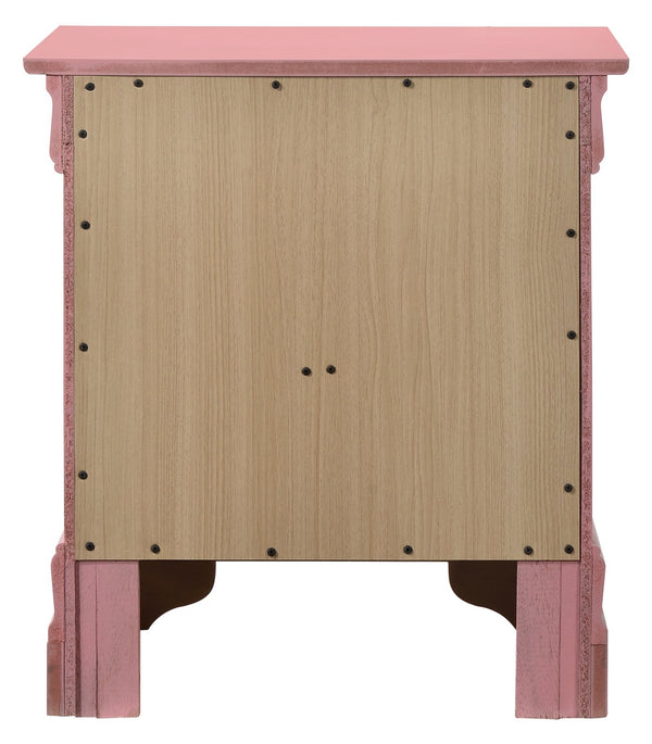 English Elm Charming transitional two-drawer nightstand with vibrant finish, compact 25"H x 22"W x 17"D storage solution Pink 28 L x 24 W x 19 H B078108178