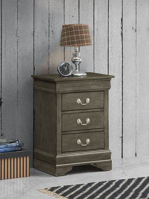 English Elm Charming transitional two-drawer nightstand with vibrant finish, compact 25"H x 22"W x 17"D storage solution Gray 33 L x 24 W x 19 H B078108179