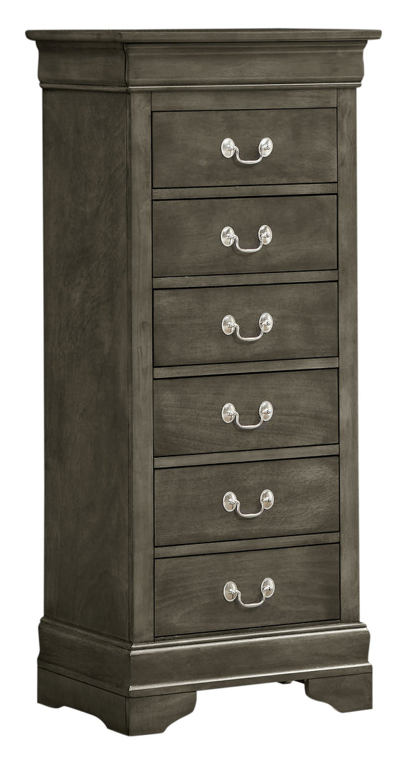 English Elm Louis Elegant 4-Drawer Chest with Carved Bases & English Dovetail Drawers, Tarnish-Resistant Hardware Gray 53 L x 24 W x 19 H B078108183
