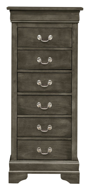 English Elm Louis Elegant 4-Drawer Chest with Carved Bases & English Dovetail Drawers, Tarnish-Resistant Hardware Gray 53 L x 24 W x 19 H B078108183