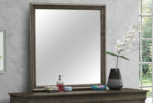 English Elm Louis Elegant 38-inch Vanity Mirror with Low-Distortion Glass and Warm Wood Veneer Frame for Décor Gray 40 L x 39 W x 2 H B078108184