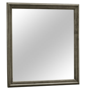 English Elm Louis Elegant 38-inch Vanity Mirror with Low-Distortion Glass and Warm Wood Veneer Frame for Décor Gray 40 L x 39 W x 2 H B078108184