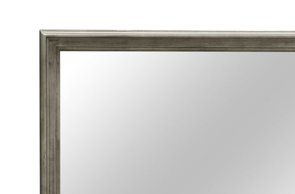 English Elm Louis Elegant 38-inch Vanity Mirror with Low-Distortion Glass and Warm Wood Veneer Frame for Décor Gray 40 L x 39 W x 2 H B078108184