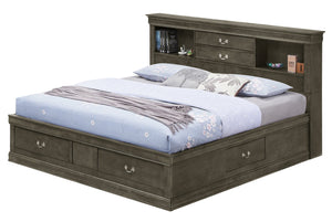 English Elm Timeless Classic King Bedframe in Warm Finish with Solid Wood Construction, Elegant Curves, Sturdy Gray 18 L x 31 W x 13 H B078S00297