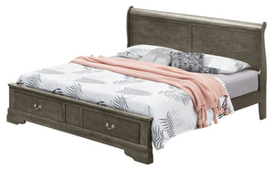 English Elm Elegant Gray Queen Storage Bed - Timeless Design With Ample Hidden Storage For Clutter-Free Spaces B078S00306