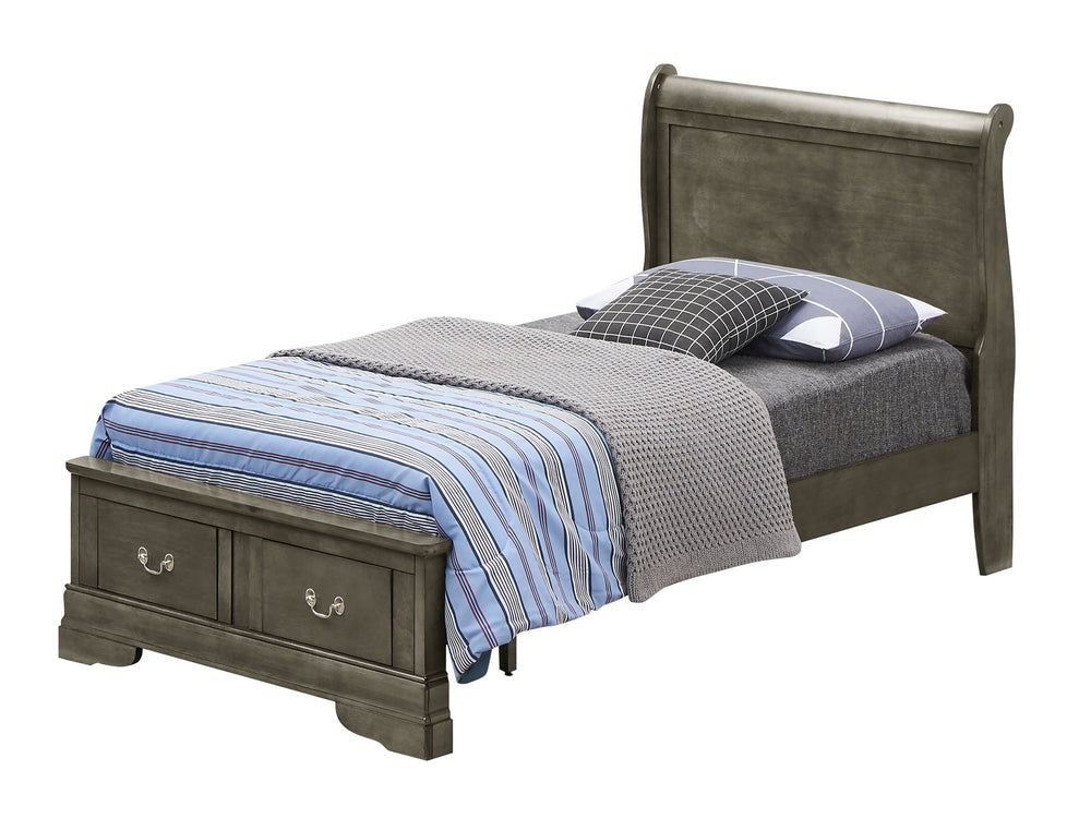 English Elm Stylish Gray Full Storage Bed with Under-Bed Drawers, Traditional Durable Particleboard Design B078S00304