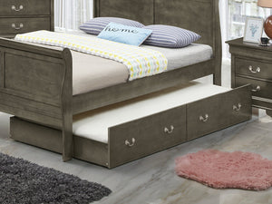 English Elm Elegant Gray Trundle Bed – Timeless Design With Space-Saving Functionality For Any Room Setup B078S00312