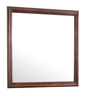 English Elm Louis Elegant 38-inch Vanity Mirror with Low-Distortion Glass and Warm Wood Veneer Frame for Décor Beige 40 L x 39 W x 2 H B078108198
