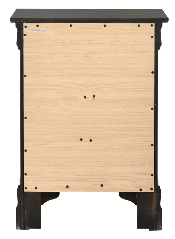 English Elm Timeless Black Nightstand with 3 Drawers, Durable Particle Board, Traditional Elegance, No Assembly Needed B078108211