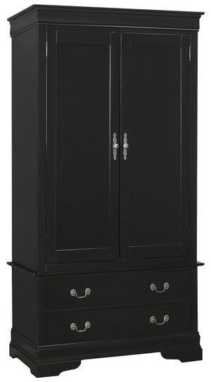 English Elm Elegant Black Traditional Armoire with Intricate Wood Detail, 78"H x 40"W, Ready-Assembled Storage Charm B078S00032