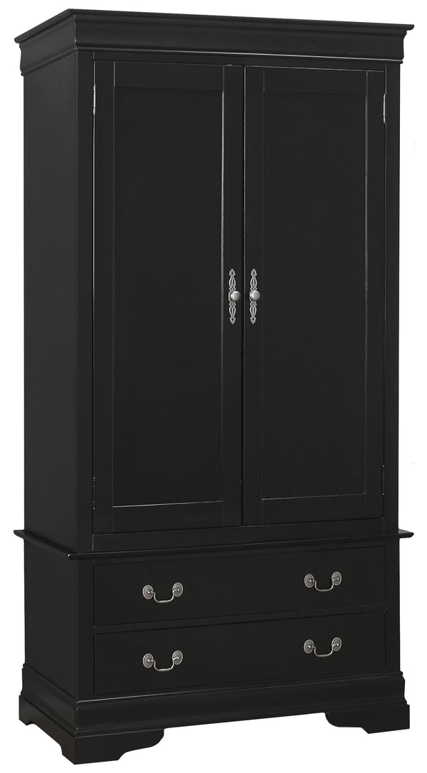 English Elm Elegant Black Traditional Armoire with Intricate Wood Detail, 78"H x 40"W, Ready-Assembled Storage Charm B078S00032