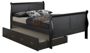 English Elm Classic Black Trundle Bed With Storage Drawers, 44"H x 57"W x 87"D Sturdy Particleboard, Traditional Style B078S00356
