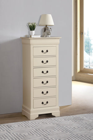 English Elm Louis Elegant Curved-Molding Chest with Carved Base, Dovetail Drawers for Smooth, Space-Saving Storage Beige 53 L x 24 W x 19 H B078118385