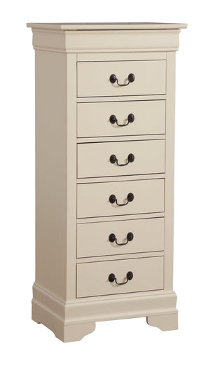 English Elm Louis Elegant Curved-Molding Chest with Carved Base, Dovetail Drawers for Smooth, Space-Saving Storage Beige 53 L x 24 W x 19 H B078118385