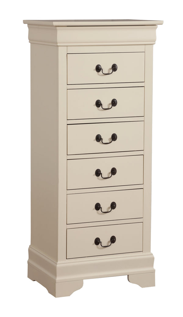 English Elm Louis Elegant Curved-Molding Chest with Carved Base, Dovetail Drawers for Smooth, Space-Saving Storage Beige 53 L x 24 W x 19 H B078118385