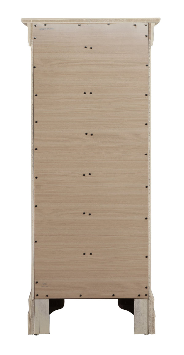 English Elm Louis Elegant Curved-Molding Chest with Carved Base, Dovetail Drawers for Smooth, Space-Saving Storage Beige 53 L x 24 W x 19 H B078118385