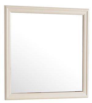 English Elm Louis Classic 38-Inch Framed Wall Mirror with Low-Distortion Glass and Durable Wood Veneer Finish Beige 40 L x 39 W x 2 H B078108225