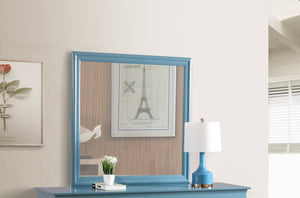 English Elm Louis Teal 38" Square Mirror by Louis Phillipe G3180-M — Teal Wood Veneer, Low-Distortion Glass, Durable Style B078118388