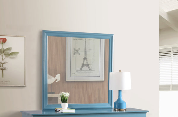 English Elm Louis Teal 38" Square Mirror by Louis Phillipe G3180-M — Teal Wood Veneer, Low-Distortion Glass, Durable Style B078118388