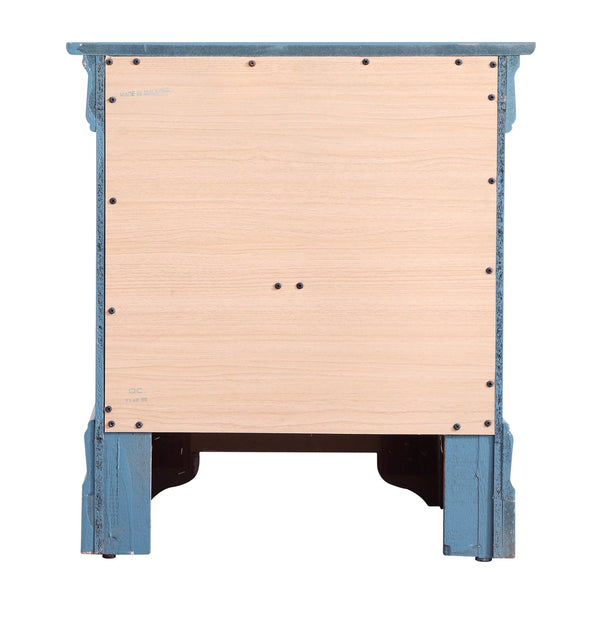 English Elm Charming Modern Nightstand with Rich Finish and Silver Hardware, Compact 2-Drawer Accent Table for Bedroom Teal 28 L x 24 W x 19 H B078118389