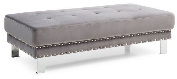 English Elm Chic Velvet Gray Ottoman for Two - 57"W Contemporary Bench Seating, Durable Modern Accent Piece B078108237