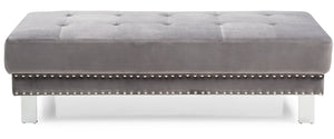 English Elm Chic Velvet Gray Ottoman for Two - 57"W Contemporary Bench Seating, Durable Modern Accent Piece B078108237