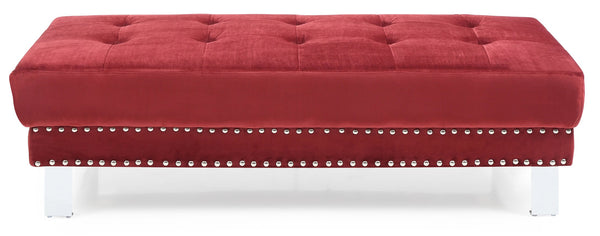 English Elm Stylish Velvet Cherry Ottoman 16"H x 57"W x 28"D — Durable Multifunctional Bench, Coffee Table, Footrest B078108239