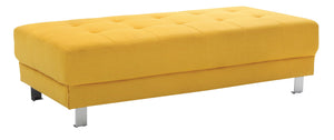 English Elm Contemporary Yellow Fabric Ottoman 16"H x 57"W x 28"D — Bright Versatile Seating, Footrest, No Assembly Needed B078108246
