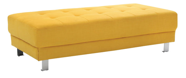 English Elm Contemporary Yellow Fabric Ottoman 16"H x 57"W x 28"D — Bright Versatile Seating, Footrest, No Assembly Needed B078108246