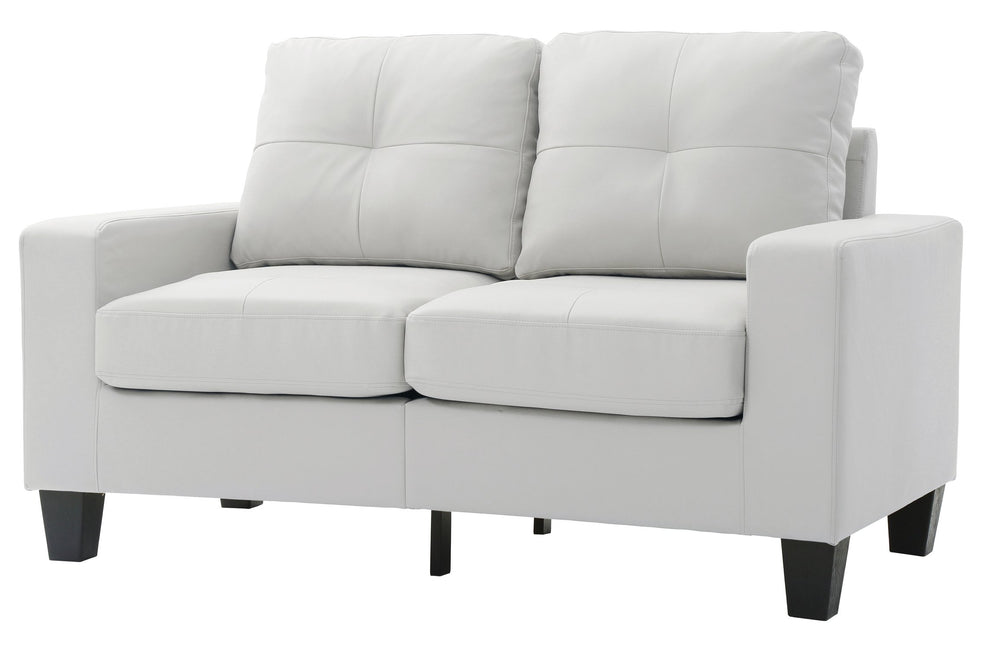 English Elm Contemporary White PU Loveseat with Sleek Track Arms, 25" Seat Depth, Seats Two Comfortably — Modern Casual Living B078108255