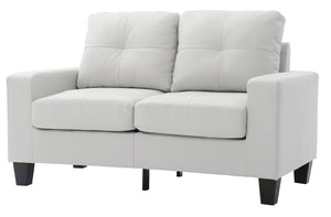 English Elm Contemporary White PU Loveseat with Sleek Track Arms, 25" Seat Depth, Seats Two Comfortably — Modern Casual Living B078108255