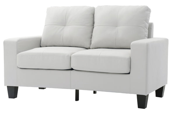 English Elm Contemporary White PU Loveseat with Sleek Track Arms, 25" Seat Depth, Seats Two Comfortably — Modern Casual Living B078108255