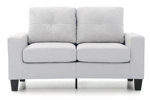 English Elm Contemporary White PU Loveseat with Sleek Track Arms, 25" Seat Depth, Seats Two Comfortably — Modern Casual Living B078108255