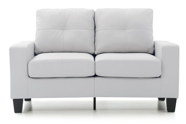 English Elm Contemporary White PU Loveseat with Sleek Track Arms, 25" Seat Depth, Seats Two Comfortably — Modern Casual Living B078108255