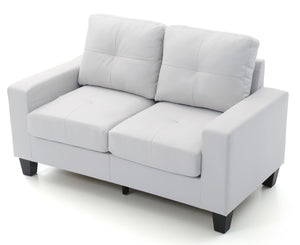 English Elm Contemporary White PU Loveseat with Sleek Track Arms, 25" Seat Depth, Seats Two Comfortably — Modern Casual Living B078108255