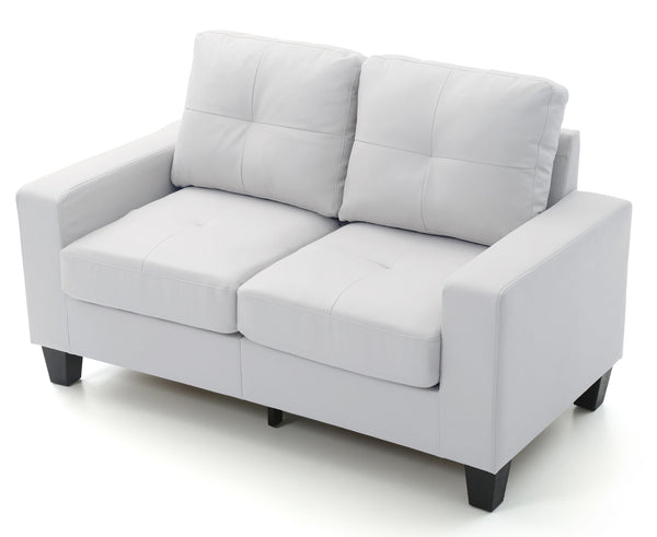 English Elm Contemporary White PU Loveseat with Sleek Track Arms, 25" Seat Depth, Seats Two Comfortably — Modern Casual Living B078108255
