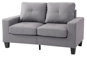 English Elm Versatile Gray PU Loveseat with Track Arms, 58"W Compact Two-Seater, 25" Seat Depth, Chic Casual Style B078108259