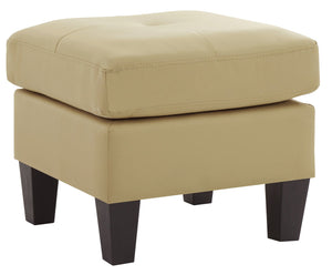 English Elm Charming Beige Ottoman PU Footrest & Extra Seat, 19"H x 23"W x 23"D, Neutral Compact Accent for Any Room B078108265