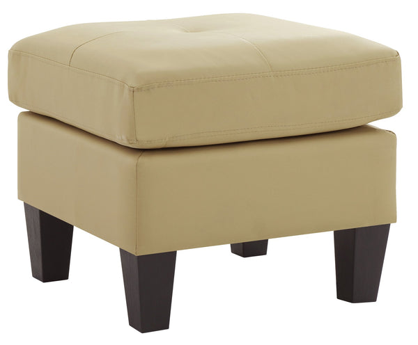English Elm Charming Beige Ottoman PU Footrest & Extra Seat, 19"H x 23"W x 23"D, Neutral Compact Accent for Any Room B078108265