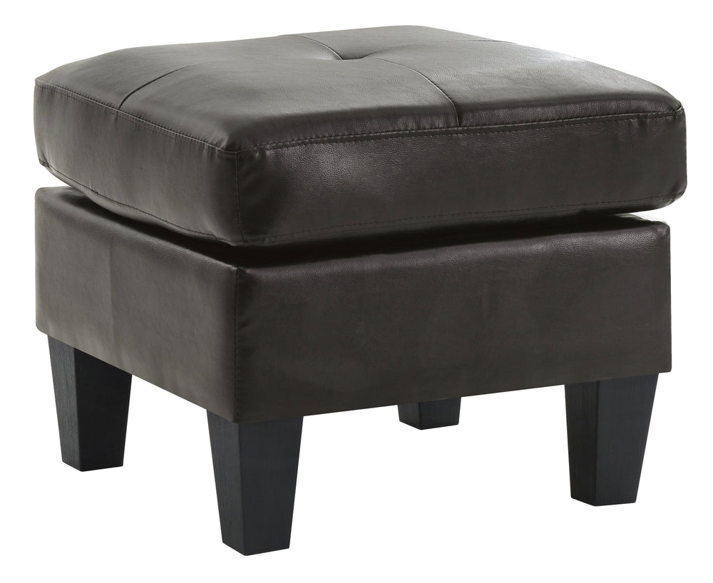English Elm Casual PU Black Ottoman 19"H x 23"W x 23"D — No Assembly, Durable Single-Seat Accent for Modern Rooms B078108269