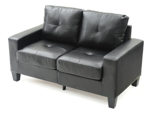 English Elm Newbury Modular Loveseat In Black Pu | Stylish, Compact Design For Modern Living Spaces & Comfort B078108267