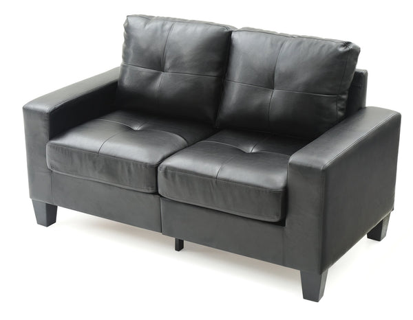 English Elm Newbury Modular Loveseat In Black Pu | Stylish, Compact Design For Modern Living Spaces & Comfort B078108267