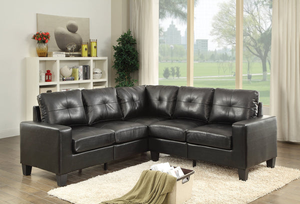 English Elm Glory Newbury G463B-SC Sectional Sofa - Compact PU Upholstery, Pocketed Coil Seats, Durable Frame Black 52 L x 30 W x 18 H B078S00037