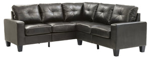 English Elm Glory Newbury G463B-SC Sectional Sofa - Compact PU Upholstery, Pocketed Coil Seats, Durable Frame Black 52 L x 30 W x 18 H B078S00037