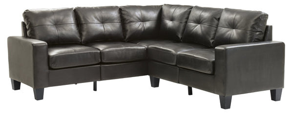 English Elm Glory Newbury G463B-SC Sectional Sofa - Compact PU Upholstery, Pocketed Coil Seats, Durable Frame Black 52 L x 30 W x 18 H B078S00037