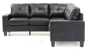 English Elm Glory Newbury G463B-SC Sectional Sofa - Compact PU Upholstery, Pocketed Coil Seats, Durable Frame Black 52 L x 30 W x 18 H B078S00037